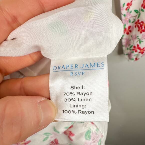 Draper James White Floral Smocked Long Sleeve Midi Dress - Picture 7 of 9